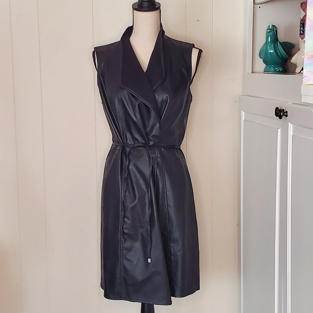 Lisa Rinna Collection Black Faux Leather Vest